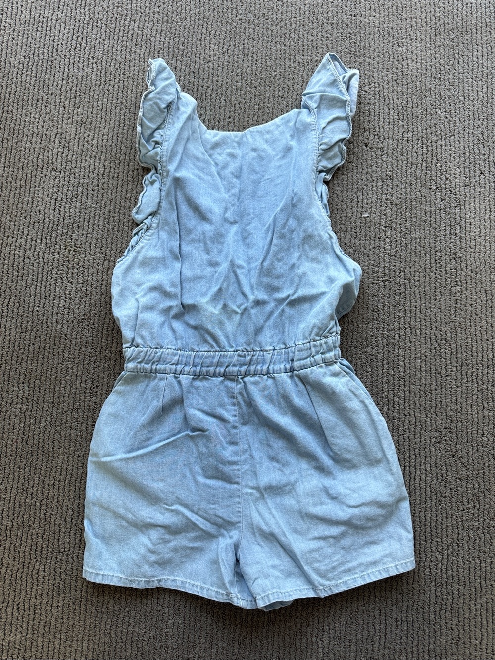 Bellerose Light Blue Ruffle Strap Denim-Look Romper